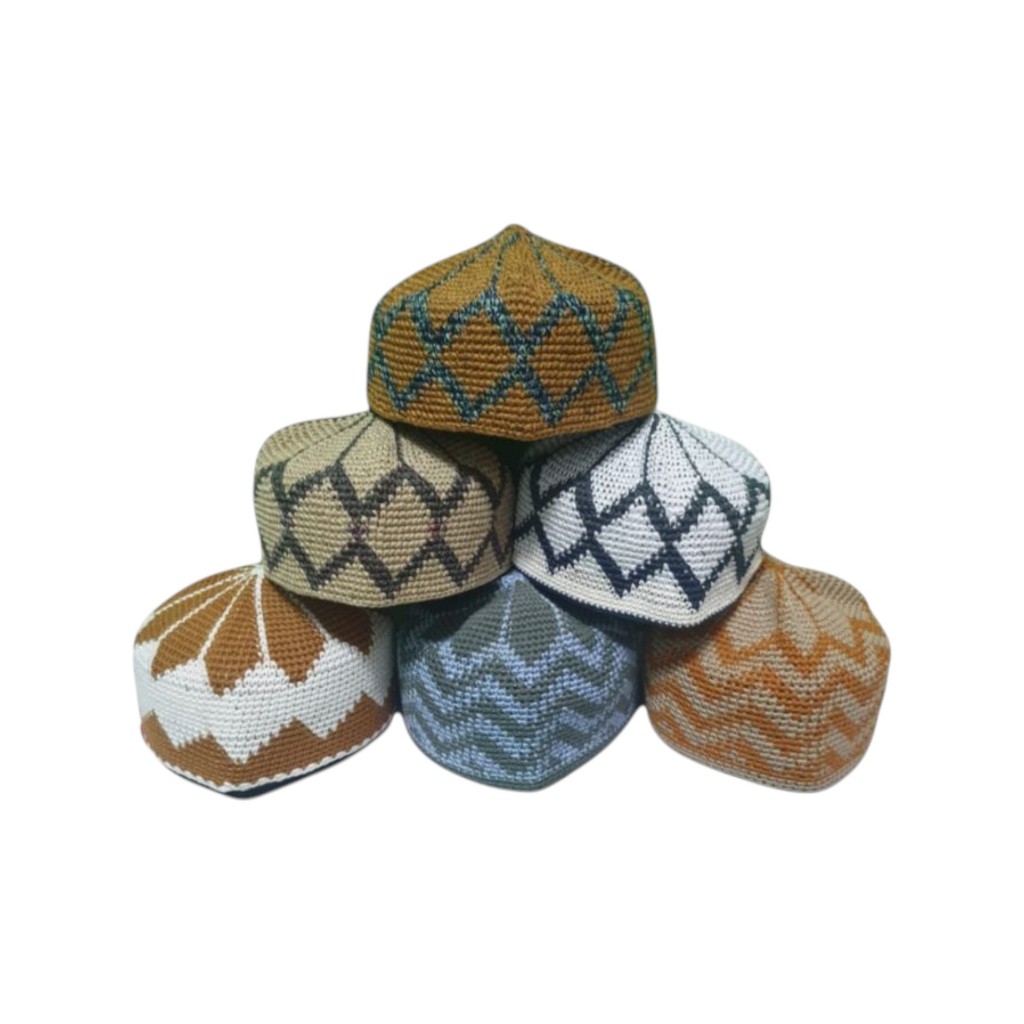 Peci Kopiah Rajut Super Nigeria Motif Peci Rajut Nigeria Rajut Yaman Tarim Motif Dewasa Grosir