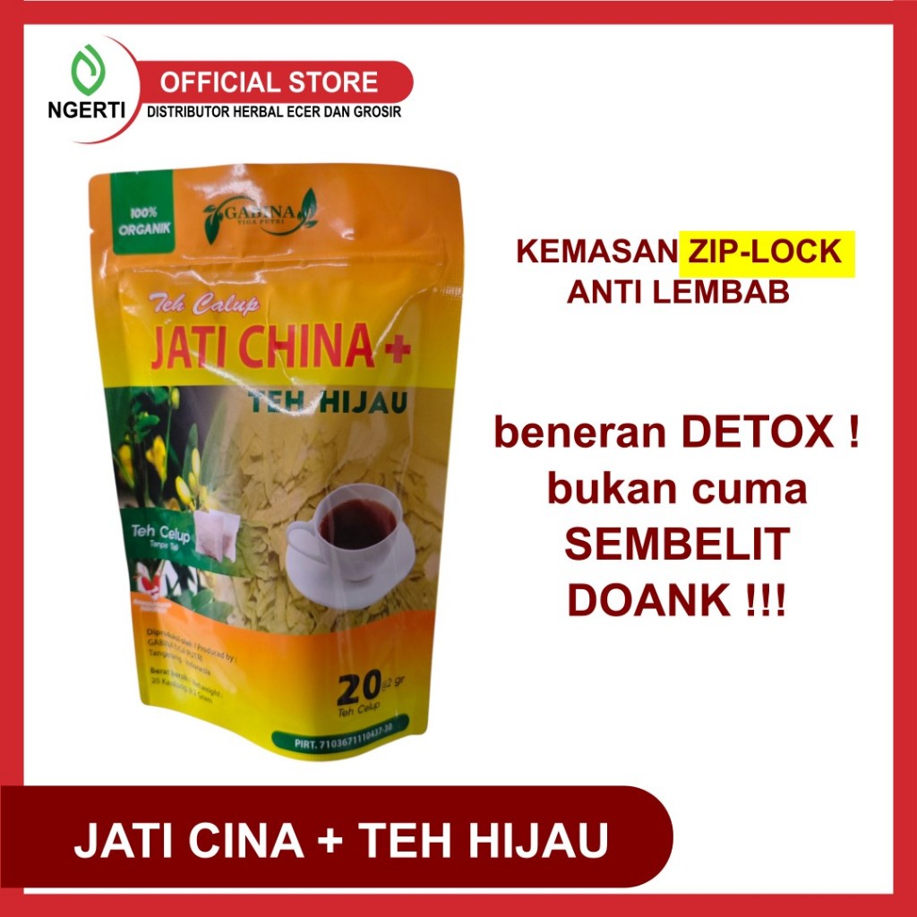 

Teh Celup Jati Cina + Teh Hijau 20 Kantong – Teh Detox Alami Turunkan Berat Badan | Pelancar BAB