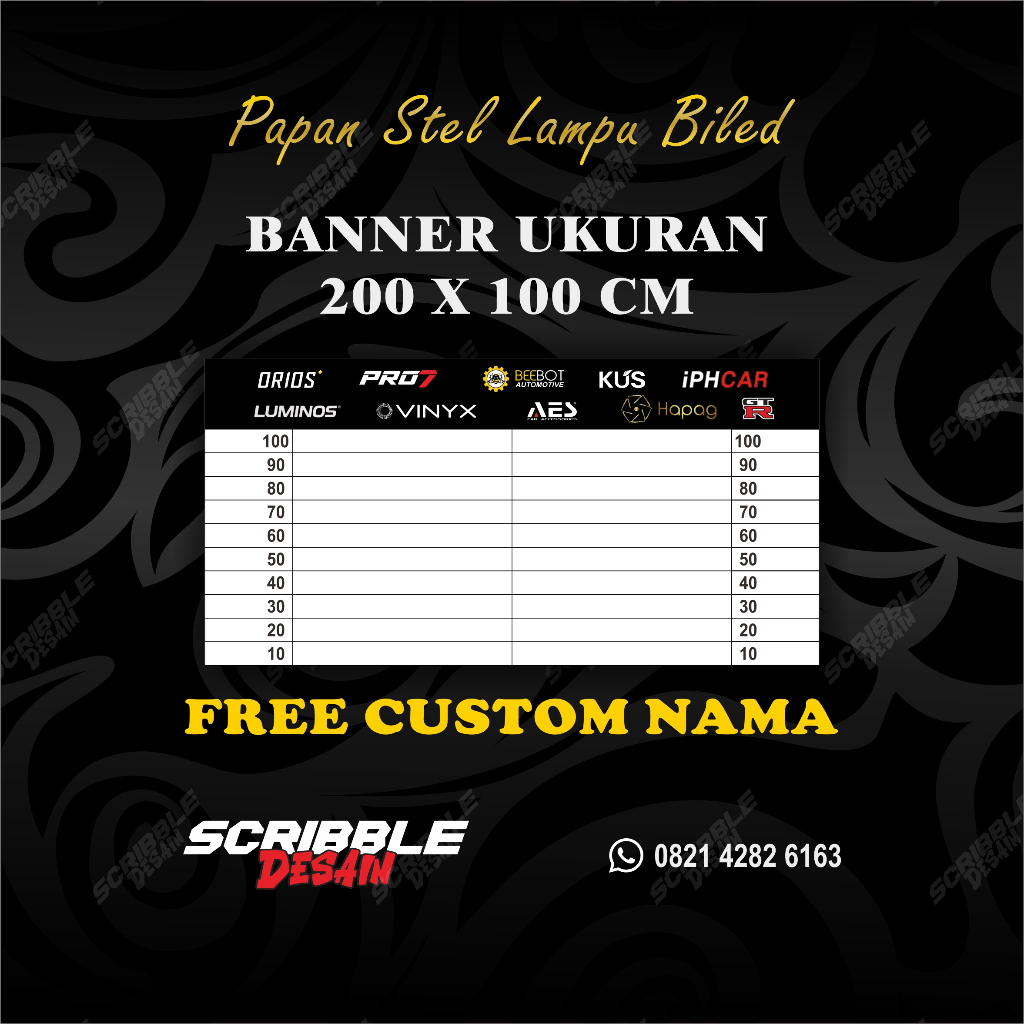 Banner Papan Stel Lampu Biled