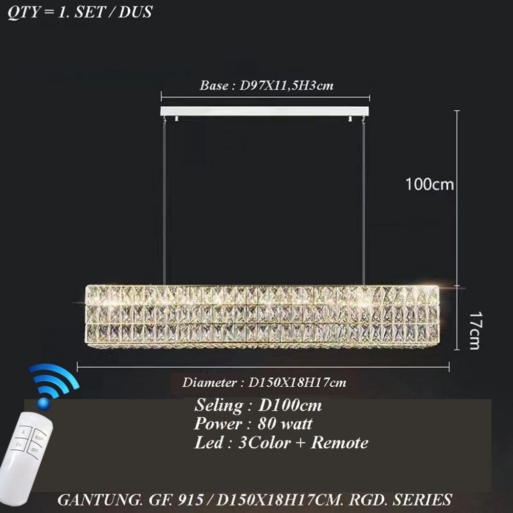 LAMPU GANTUNG HIAS KRISTAL MINIMALIS MEJA MAKAN MEJA ISLAND DIAMETER 150 CM MEWAH