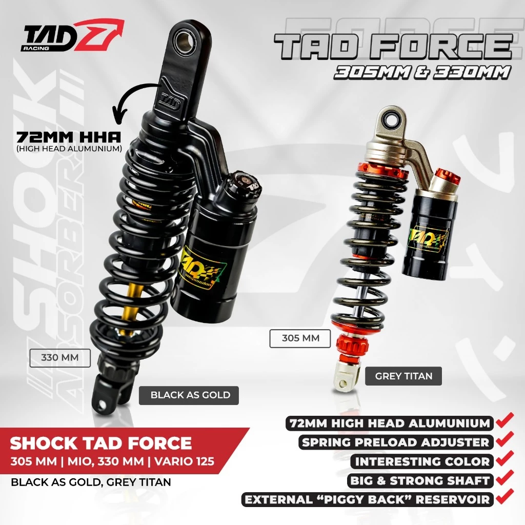 SHOCK TAD FORCE FOR VARIO / BEAT 330 MM Tracktion / TAD Racing