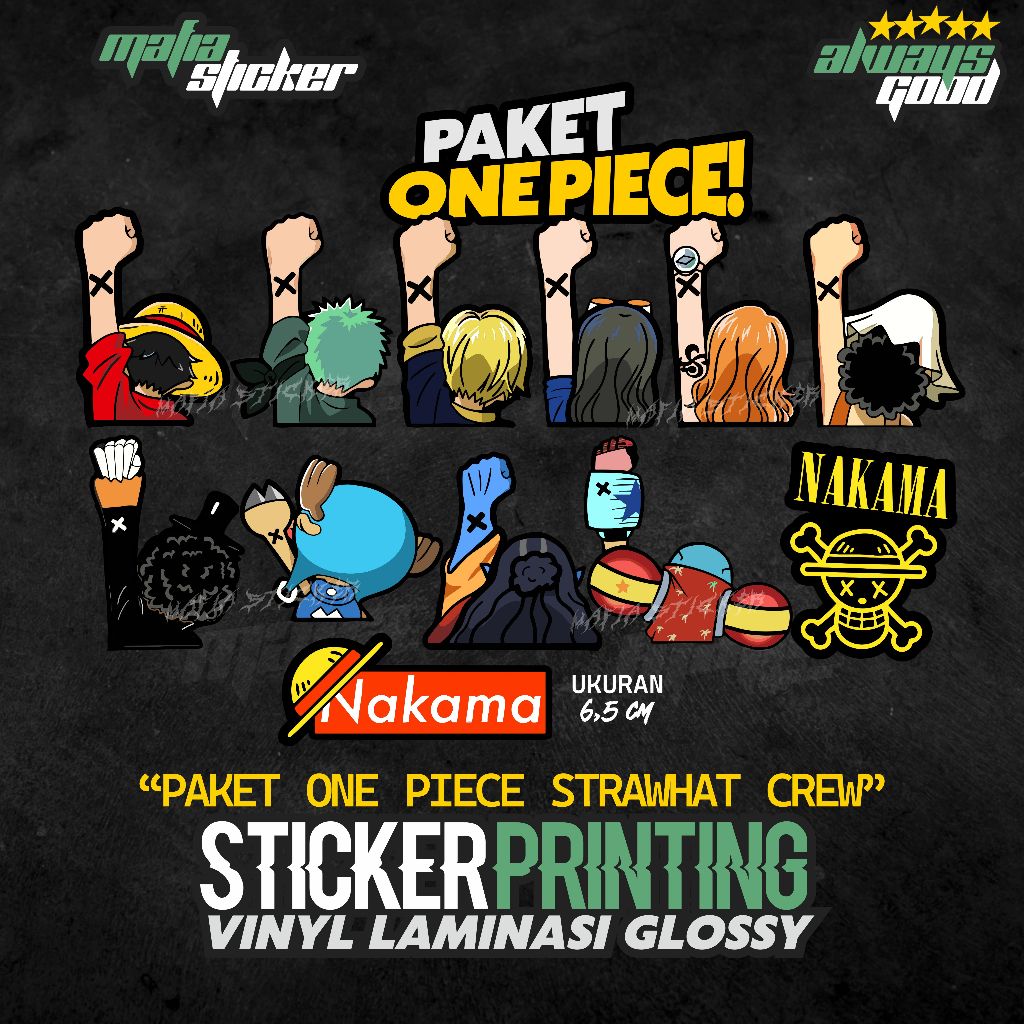 

STICKER/STIKER PRINT CUT PAKET ONE PIECE STRAWHAT CREW | KRU TOPI JERAMI