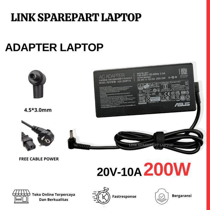 Adaptor 20V 10A 200W 4.5x3.0mm Adapter Charger For ASUS Vivobook Pro 15 OLED Q533MJ A20-200P1A
