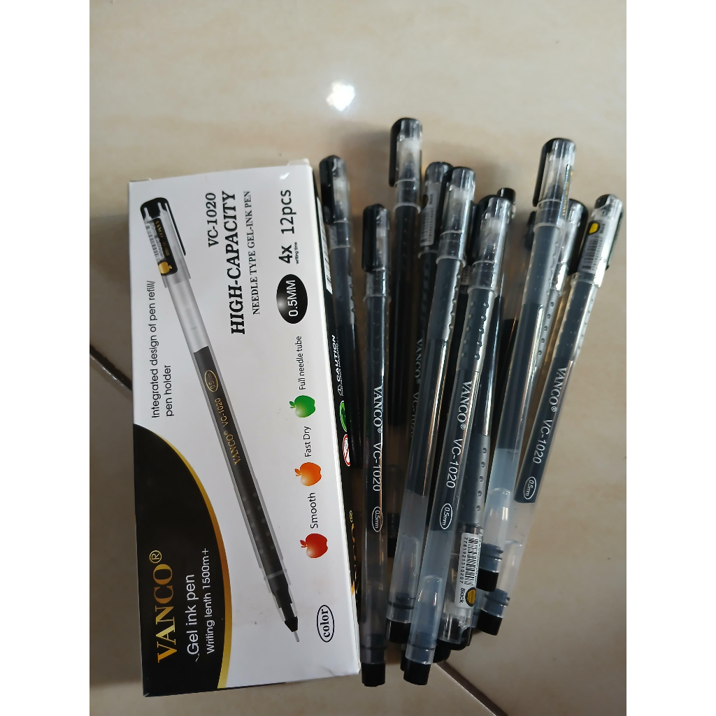 

(12 PCS) PULPEN GEL BLACK VC-1020 VANCO (0.5mm) / GEL PEN / PENA HARGA PROMO BULAN INI