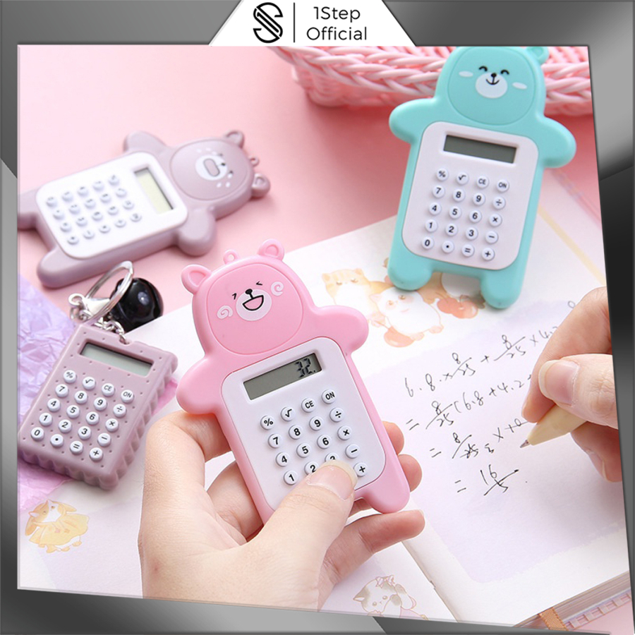 

1step Kalkulator 8 Digit Mini Portable/Motif Beruang Tombol Karet/Sekolah/Stationary Import S088