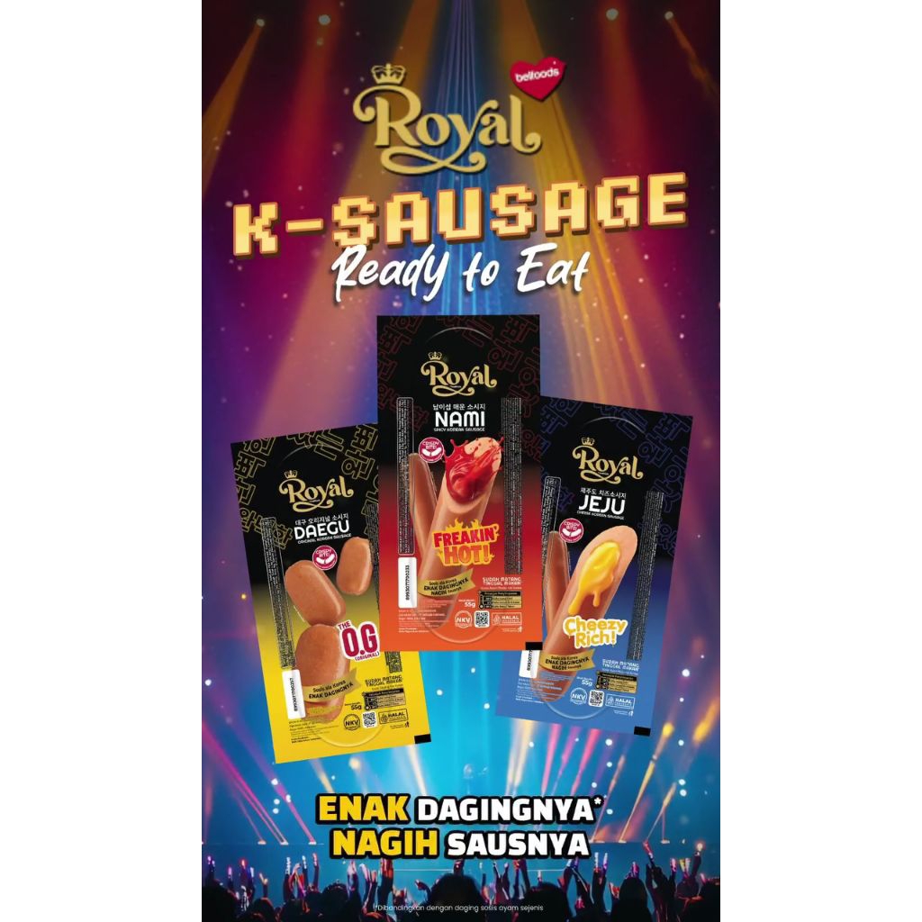

Sosis Belfoods Siap Makan 1 box isi (12pcs) 660gr Varian rasa Cheezy rich & Freakin hot K-sausage