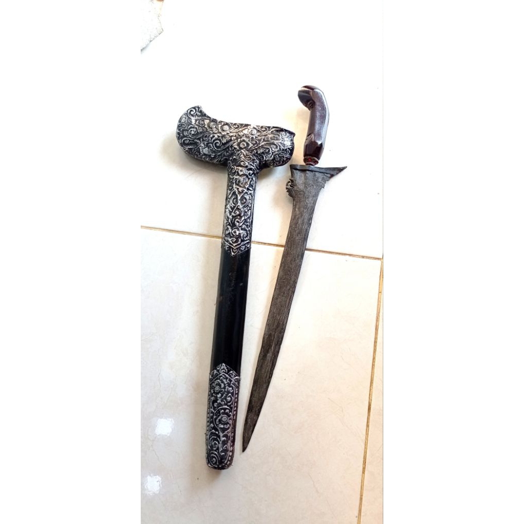keris pamor kulit semangka panjang bilah 37cm