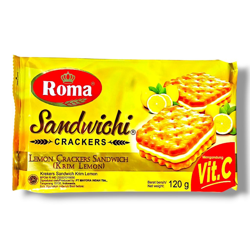 

ROMA SANDWICHI CRACKERS LEMON 120g - Manisnya PAS Segarnya NENDANG! Mengandung Vitamin C - Beli Banyak = Makin Murah!!!