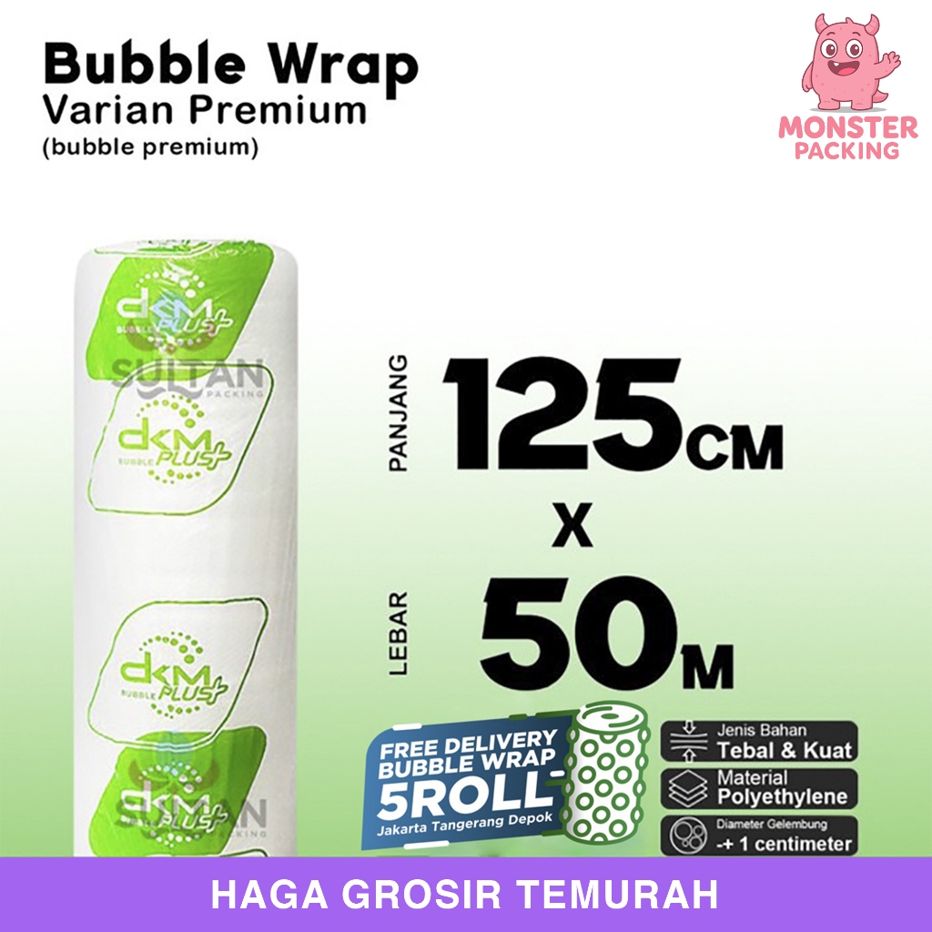 

Plastik Bubble Wrap 125cm x 50m bening hijau Bubblewrap Grosir