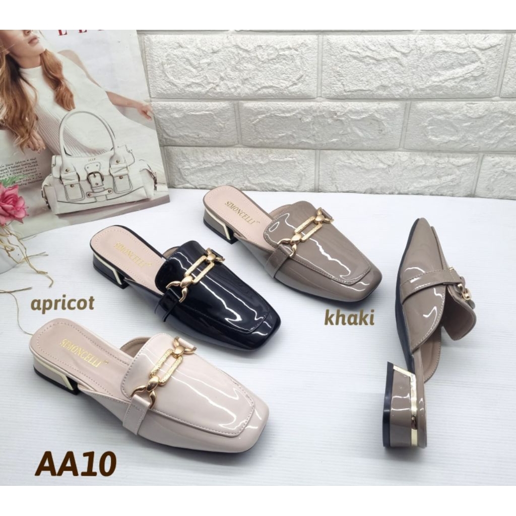 SANDAL FLAT GLOSSY WANITA SHOES SIMONCELLI IMPORT KEKINIAN