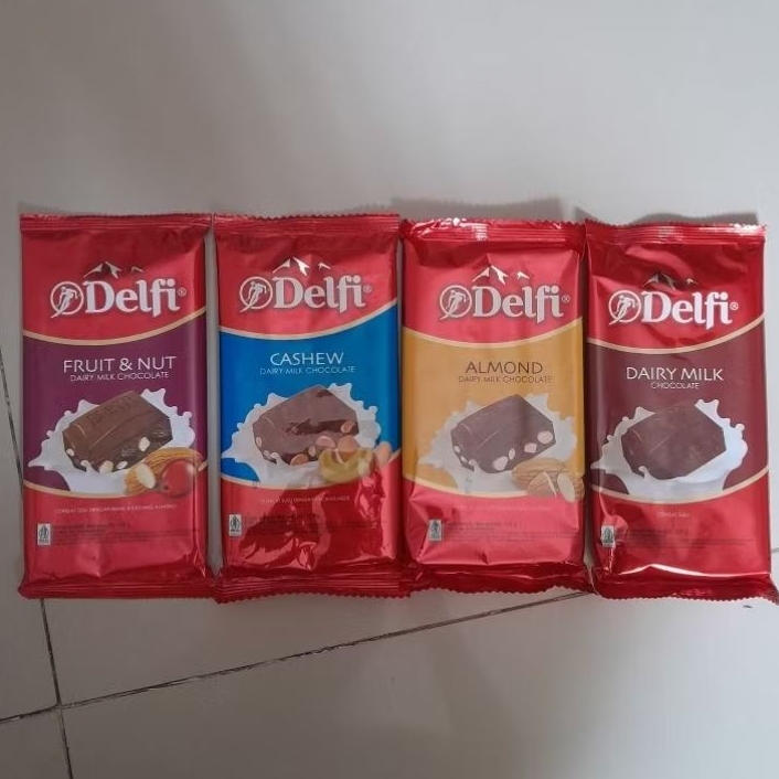 

Delfi Coklat DAIRY MILK CHOCOLATE / CASHEW/ ALMOND / FRUIT & NUT 125gr ( besar )