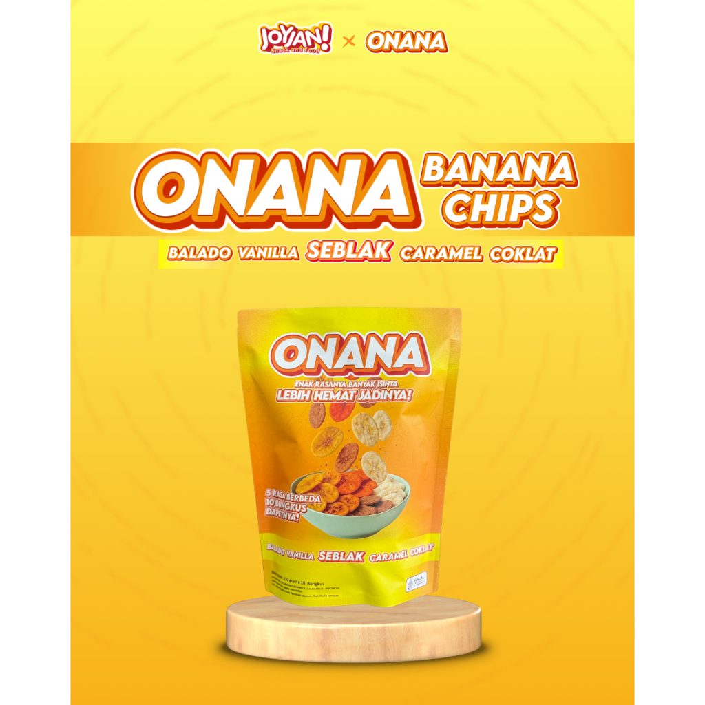 

Joyjan X Onana - Keripik Pisang 5 Rasa Seblak Vanilla Coklat karamel Balado