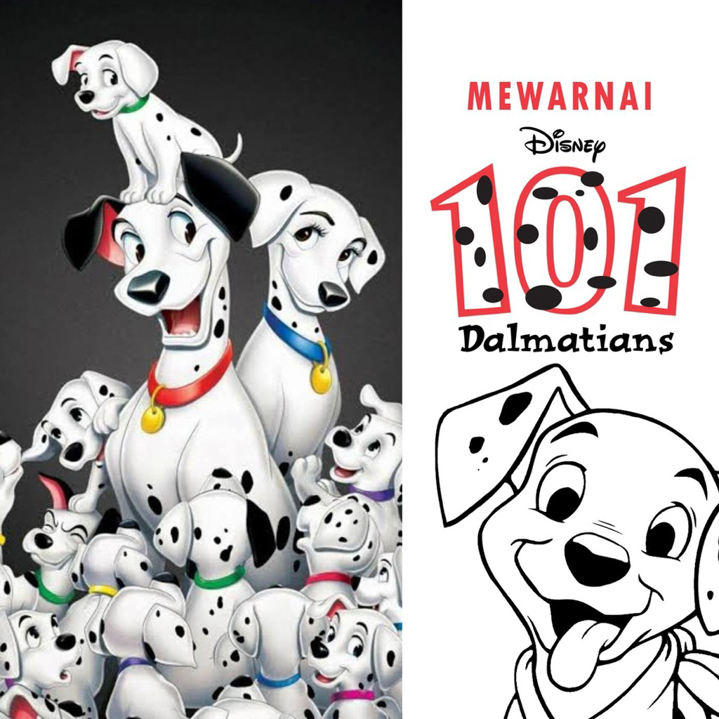 

15 Lembar A5 | Kertas Mewarnai Tema Dalmation 101 | 15 Kertas gambar berbeda