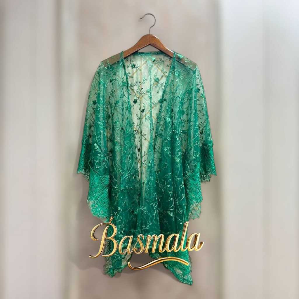 outer cardigan kebaya bridesmaid baju kondangan tille mix brokat rendah maroon