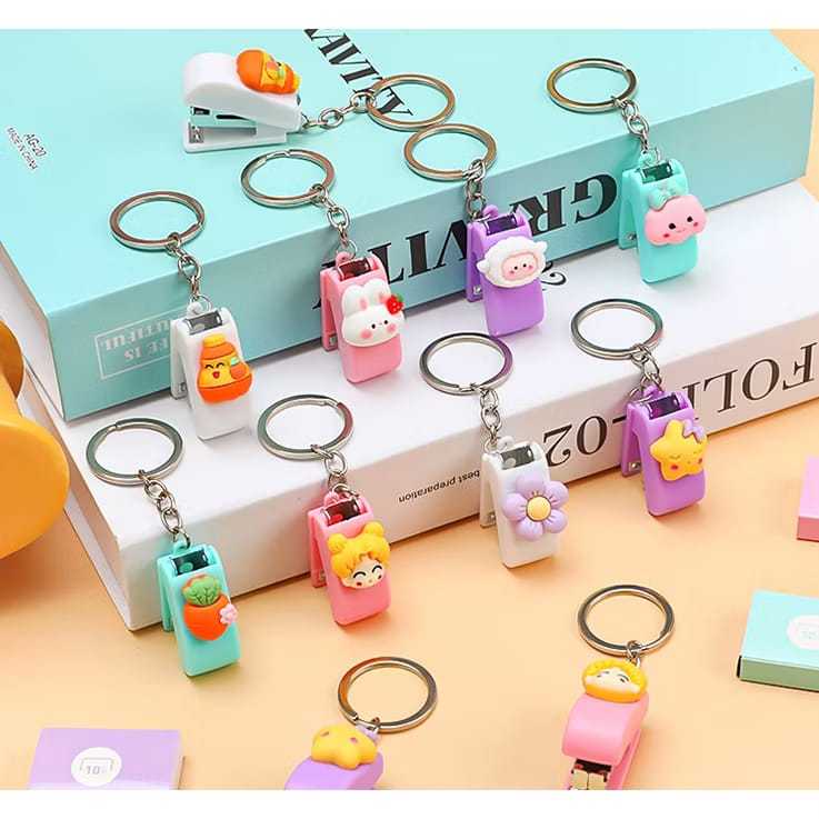 

Staples Mini Motif Polos Stapler Unik Karakter gantungan kunci Cekrekan Penjepit Kertas | AP