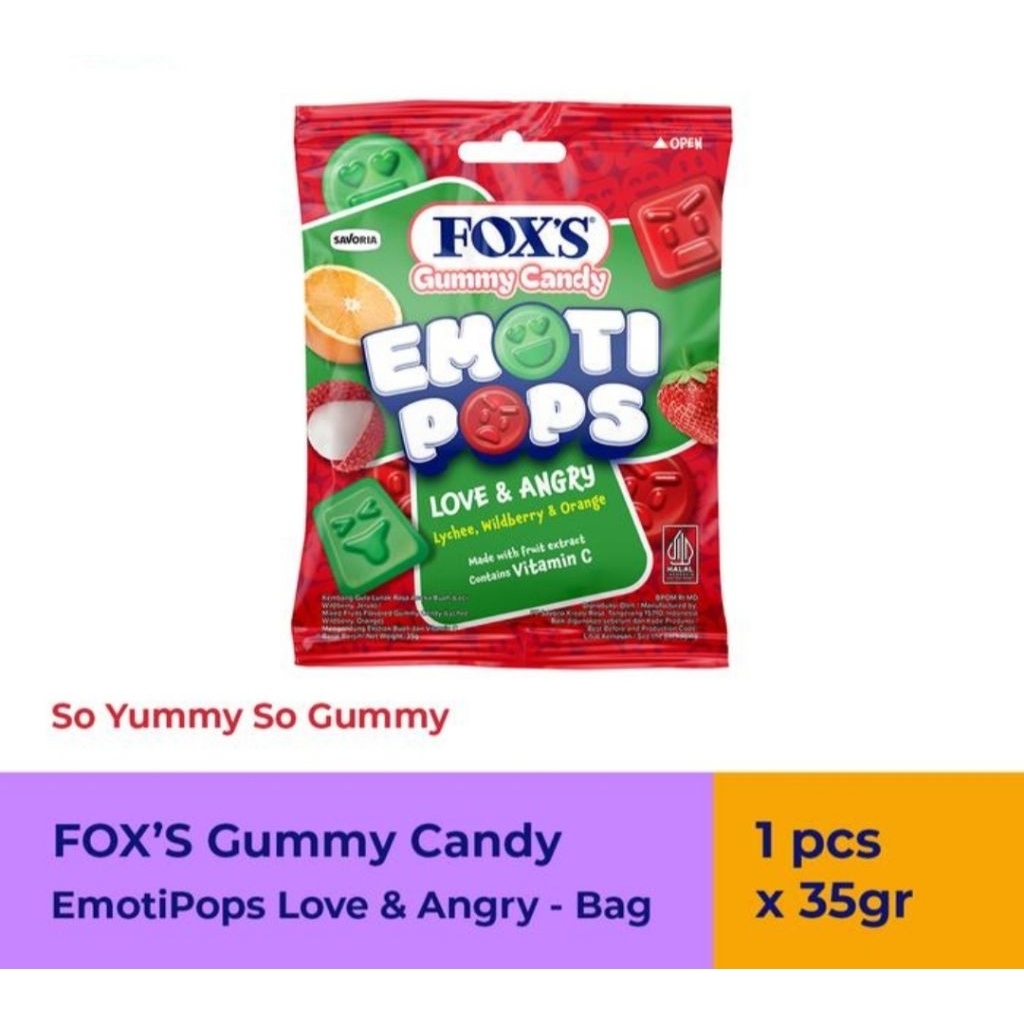 

FOX'S Gummy EmotiPops Love Angry 35 gram / Permen foxs