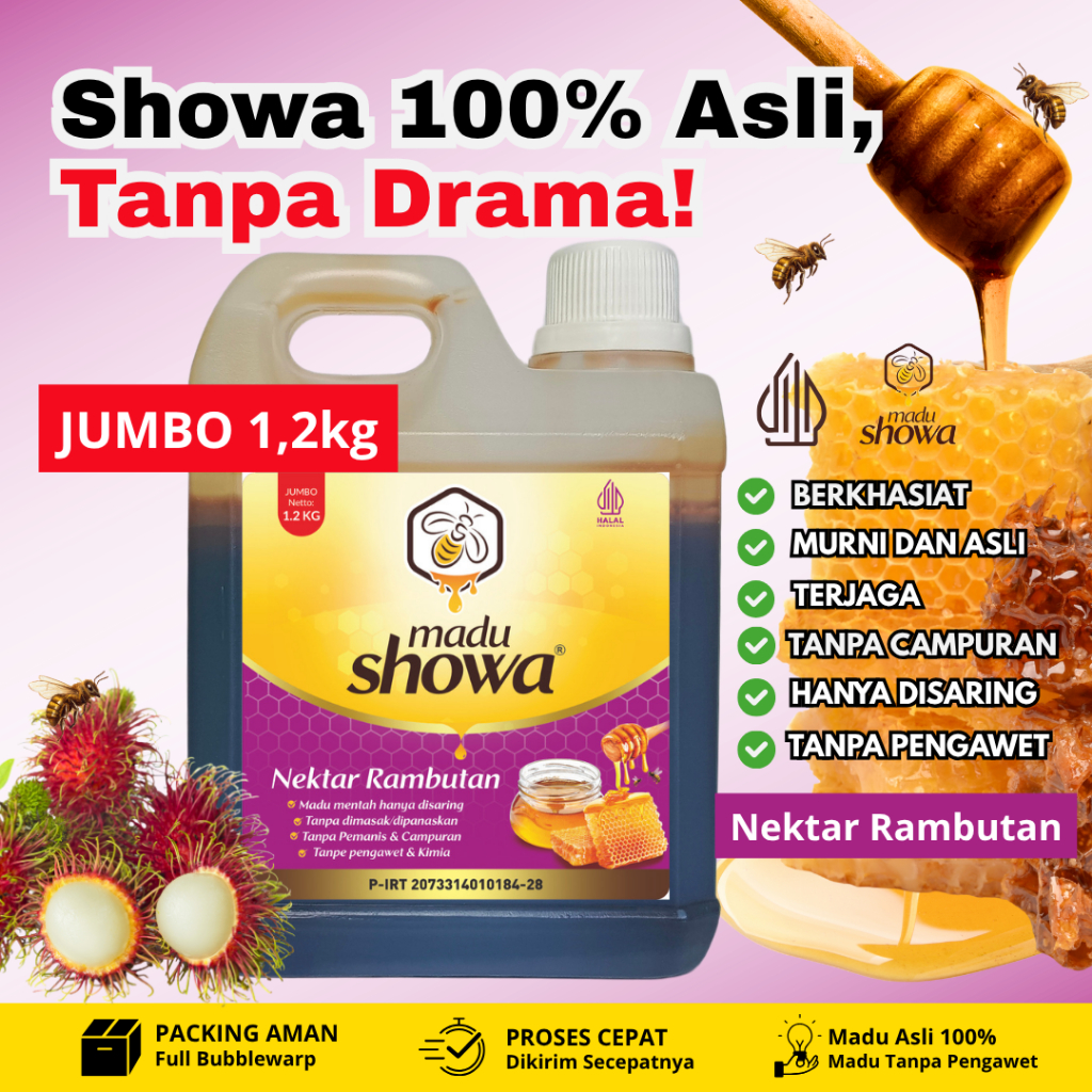 

Madu Murni Bunga Rambutan 1.2 Kg – Showa Raw Honey Asli 100% | Halal MUI & PIRT