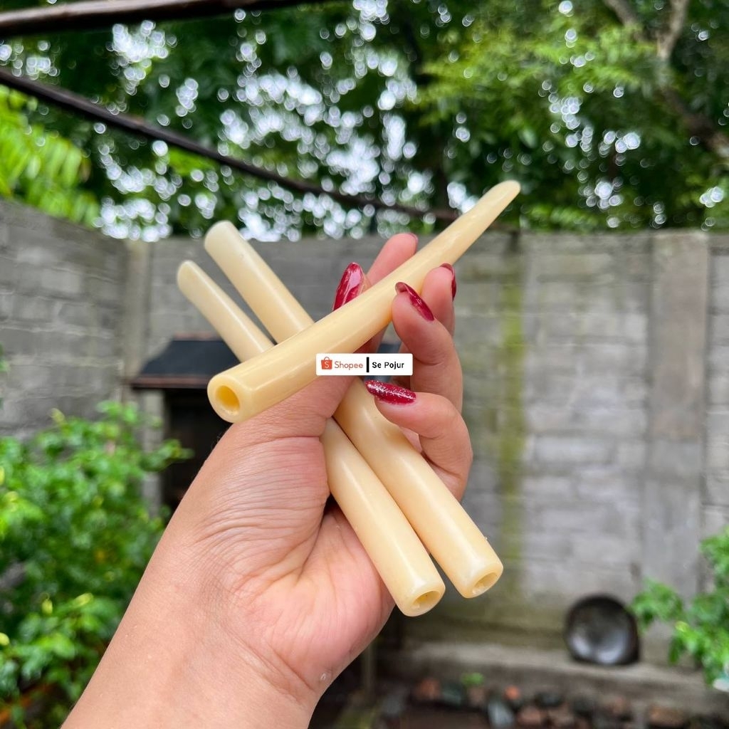 Once pipa tulang sapi asli kuning crystal rasa pulen panjang 12cm