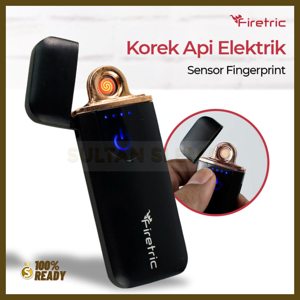 Korek Api Elektrik Fingerprint Sensor LED - Hitam / Korek Api Elektrik / Korek Api Unik Elektrik USB