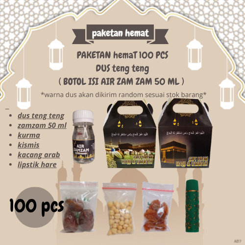 

paketan G hemat lipstik tali untuk oleh oleh haji dan umroh 100 pcs ( botol isi air zam zam 50 ml )