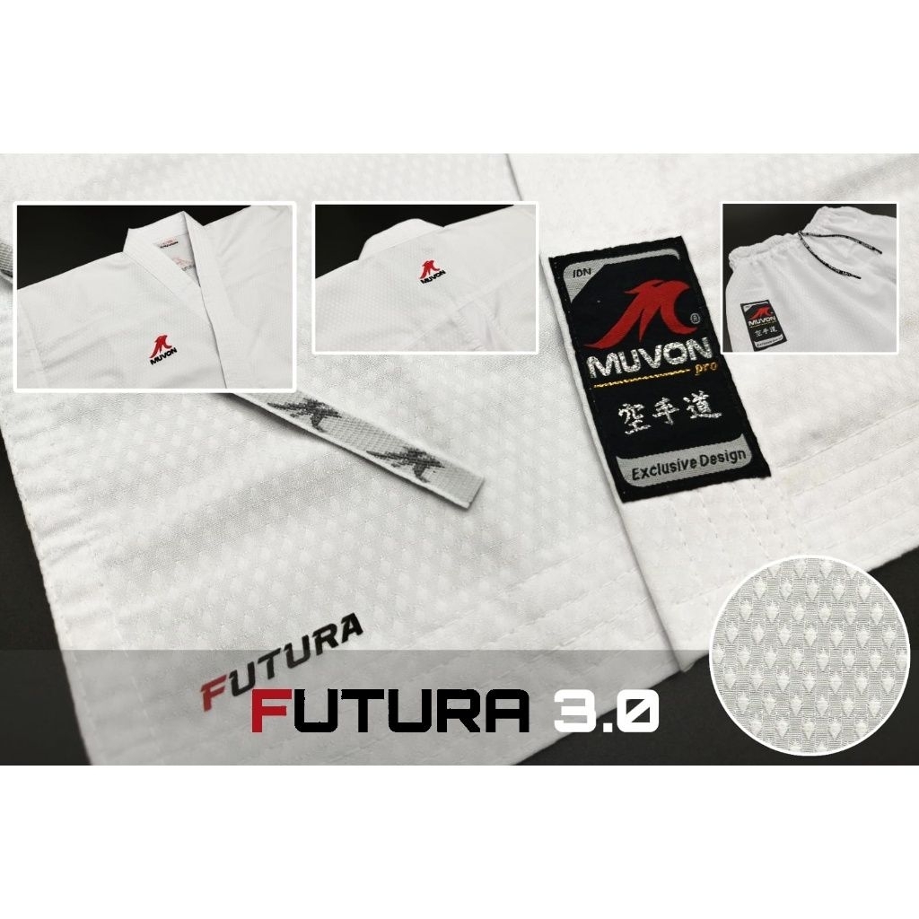 Baju Karate Gi Muvon Kumite Futura 3.0 WKF Style (setelan Baju + celana), exclusive design. 100% Ori