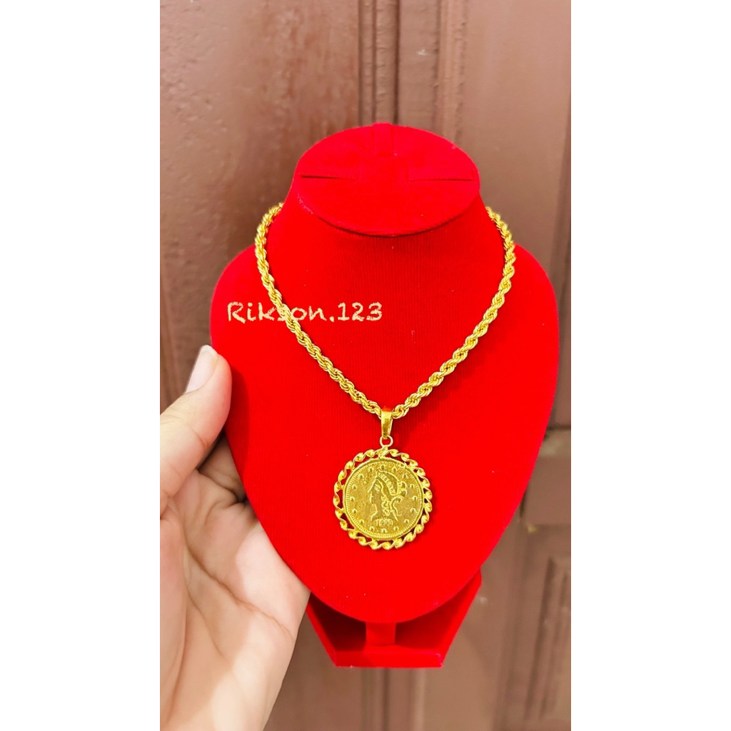 set koin kalung koin bulat kalung rupiah kalung ringgit rantai tambang replika emas penang cantik co