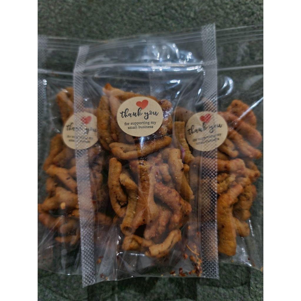 

keripik usus jeruk pedas kemasan pouch 35gram