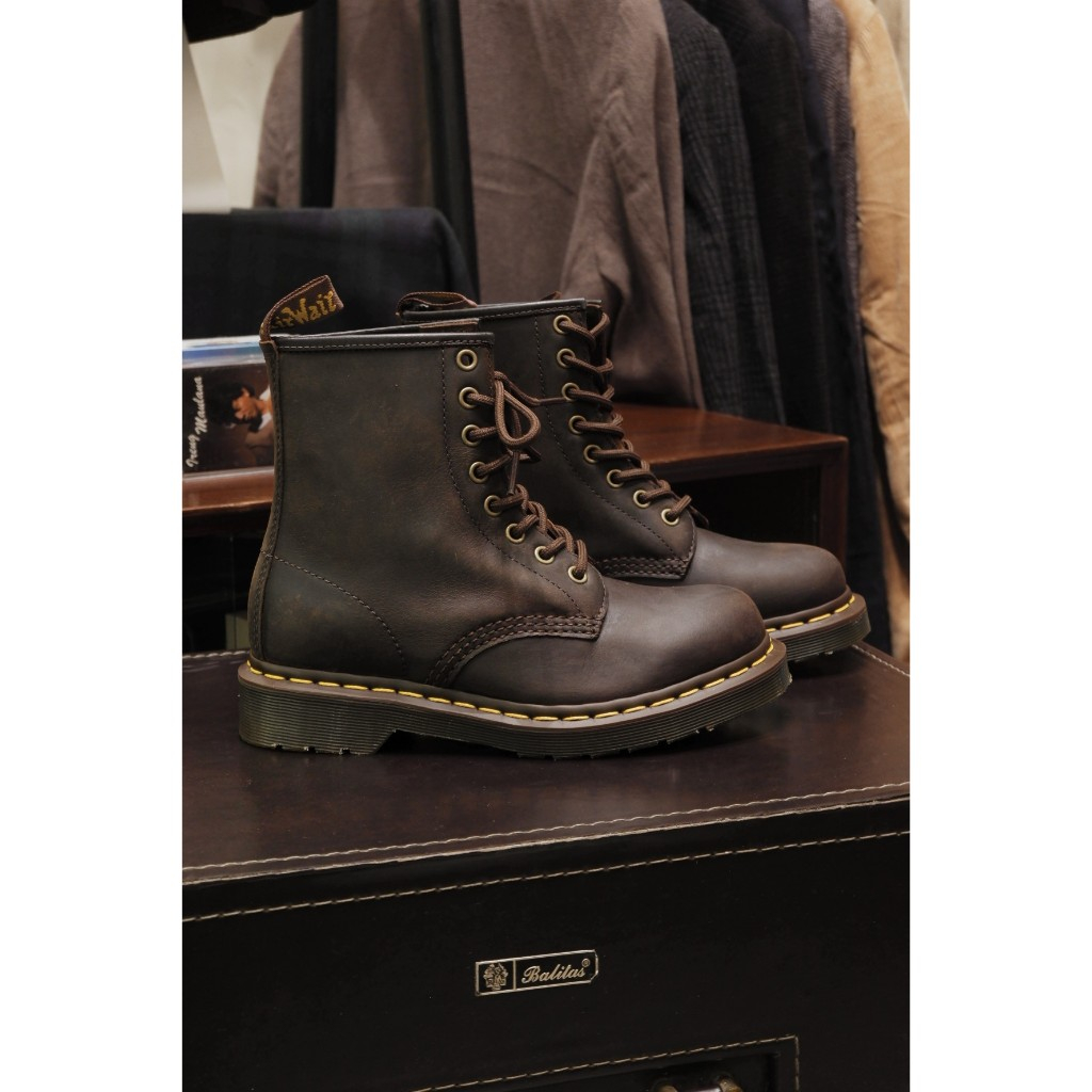 DR. MARTENS 1460 DARK BROWN CRAZY HORSE 8 EYE/HOLE UNISEX ORIGINAL BNIB