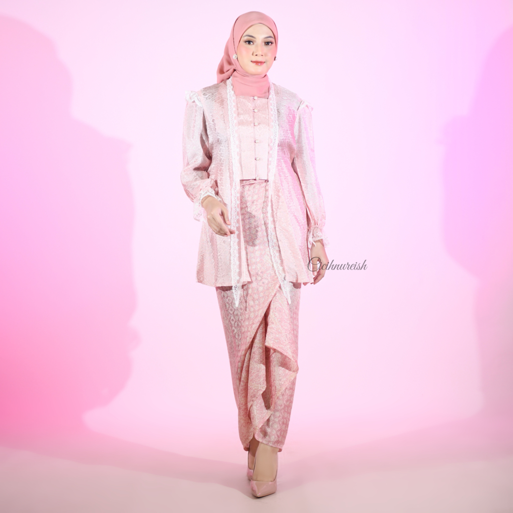 KEMALA kutu baru kebaya batik viscose modern, atasan kebaya polos rok lilit batik Wisuda remaja styl