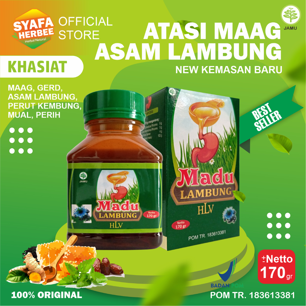 Madu Untuk kesehatan Lambung MAAG GERD ASAM LAMBUNG HLV ASLI Original New Kemasan POM TR