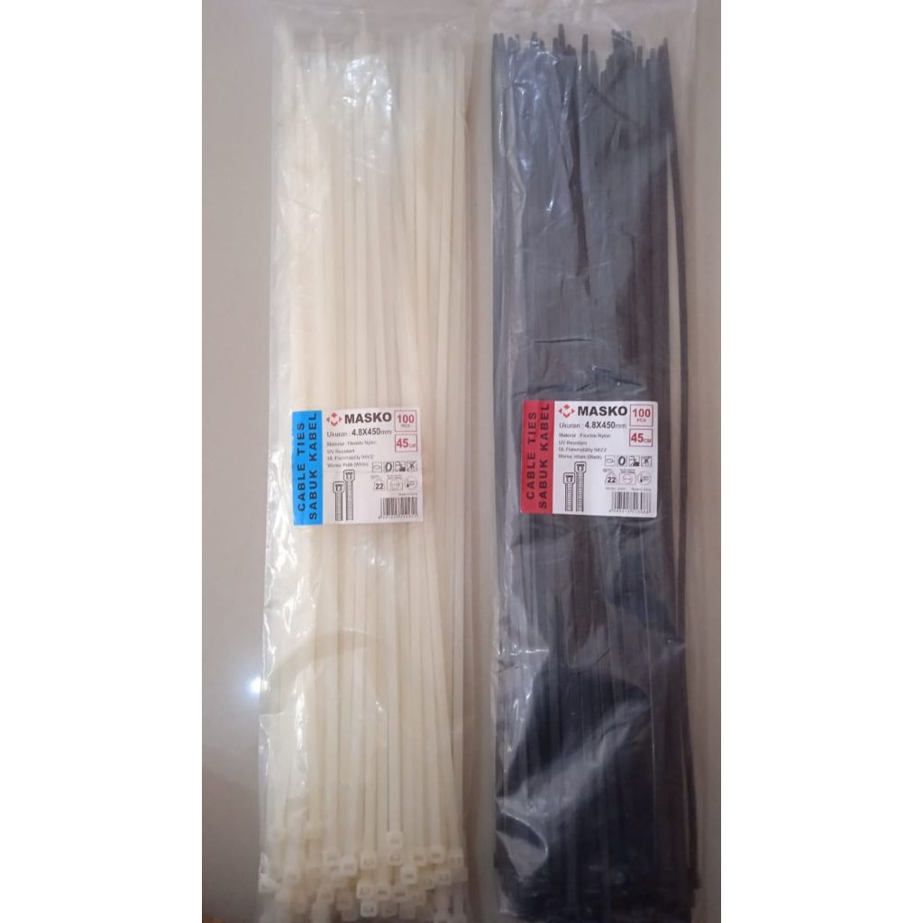 

kabel ties ukuran 450X 4,8 hitam /putih isi 100 pcs merek masko