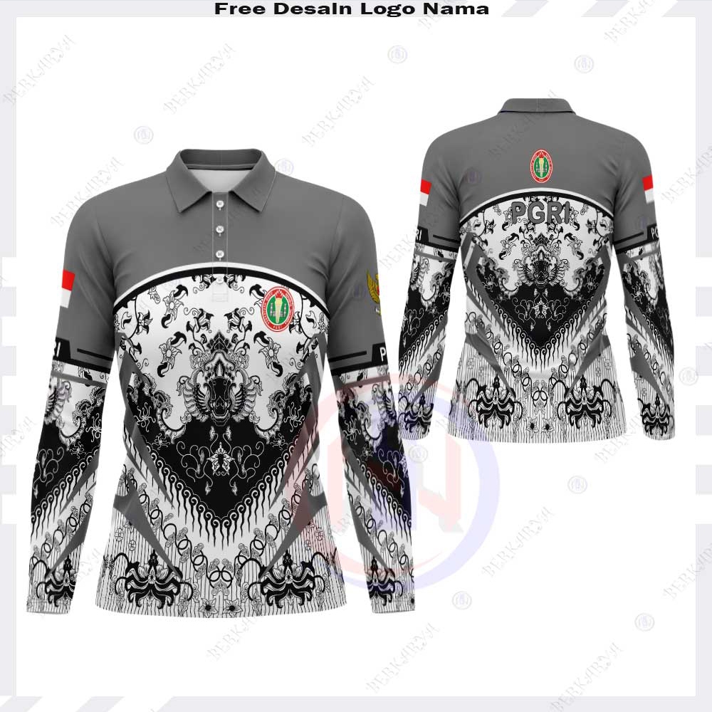 Kaos Polo PGRI / Jersey PGRI / Baju Guru Batik PGRI / Jersey Olahraga Guru PGRI Wanita Printing