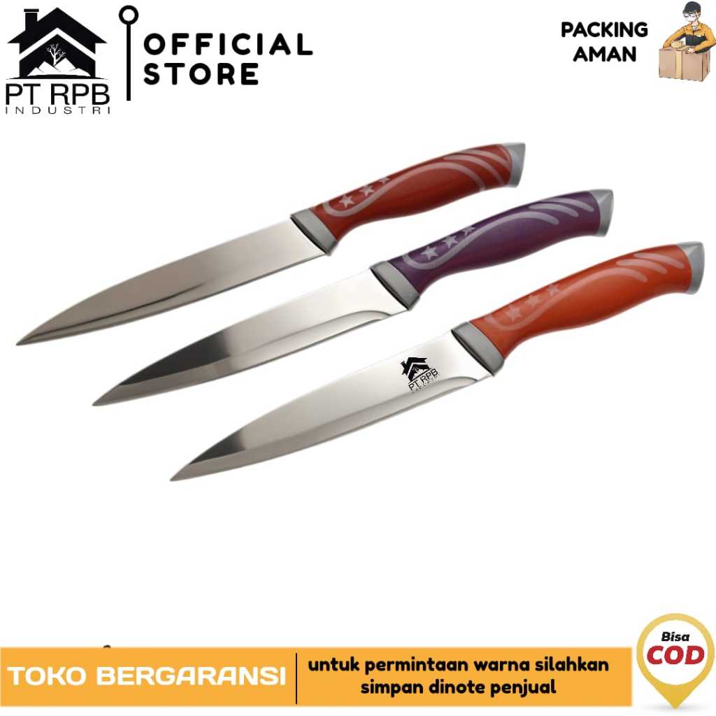 Pisau Dapur Bahan Stainless Tajam Pisau Pengupas Pisau Pemotong Pegangan Panjang