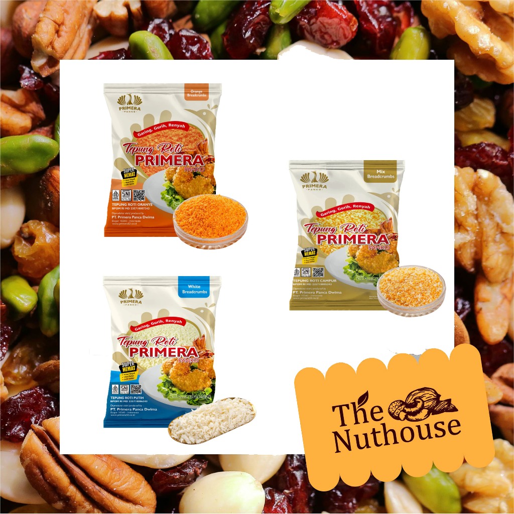 

PRIMERA PANKO Tepung Roti / Breadcrumbs Ekonomi Pack - Warna Mix Campur, Orange Oranye, White Putih [Ukuran: 225gr / 450gr]
