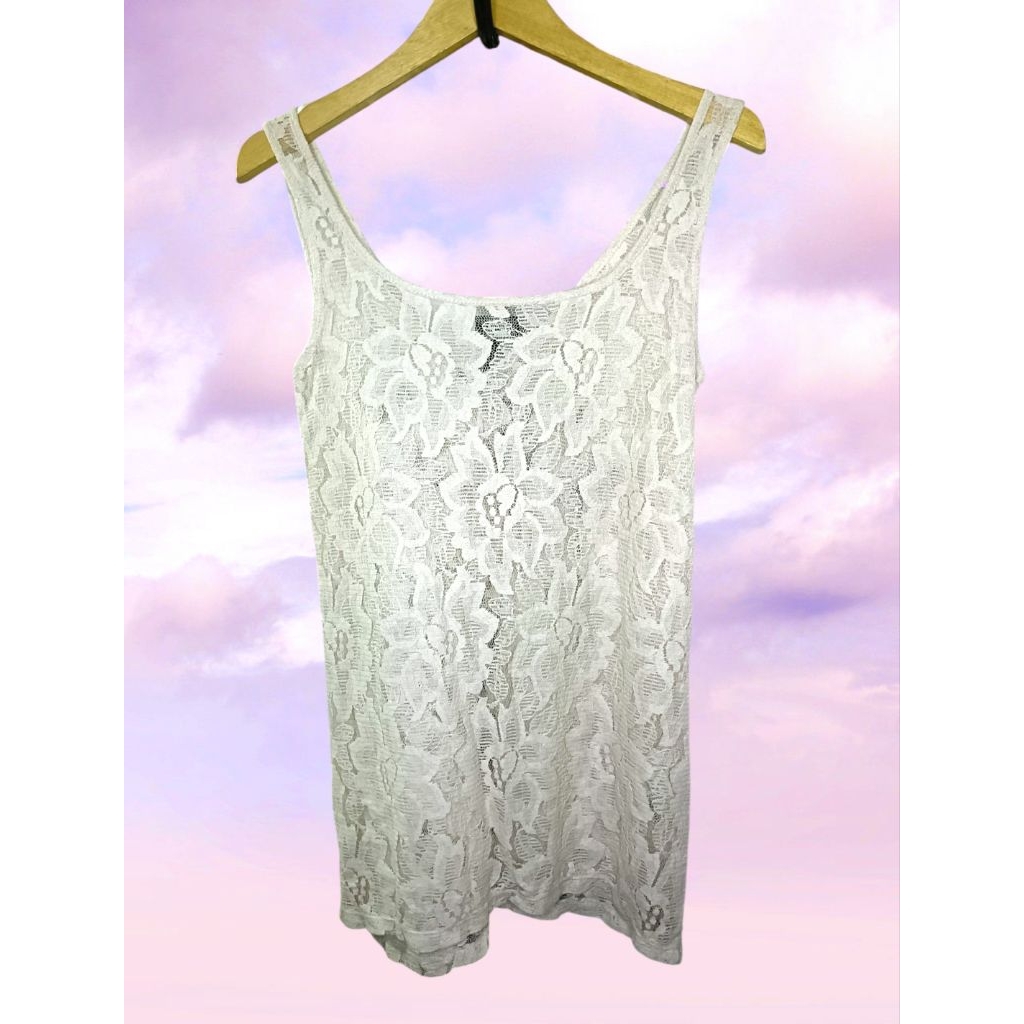 Lace Dress Outer Vintage Broken White Pull&Bear