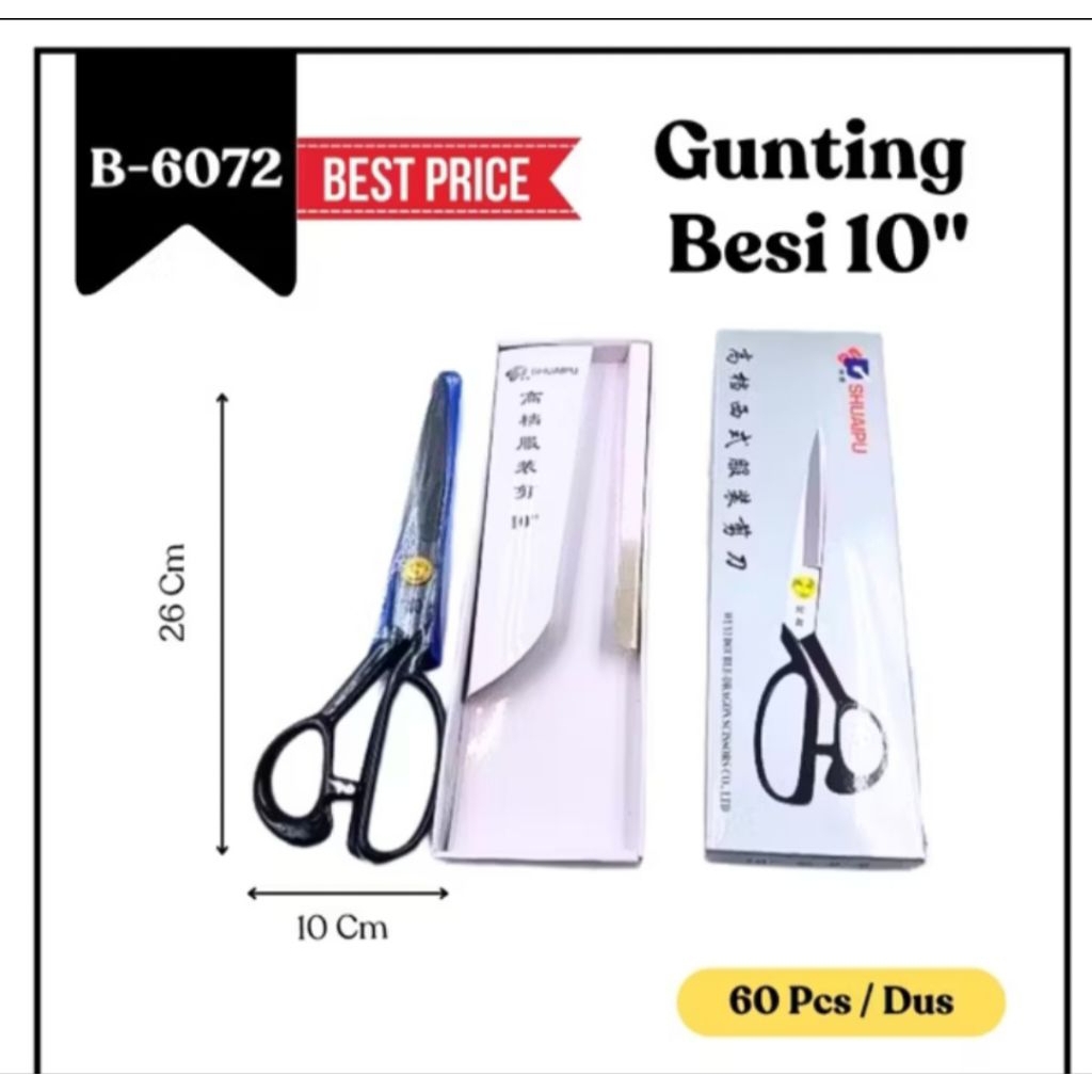 

(1pcs) GUNTING POTONG BAHAN KAIN 10 inch - SHUAIPU ORIGINAL/ GUNTING KAIN KONVEKSI