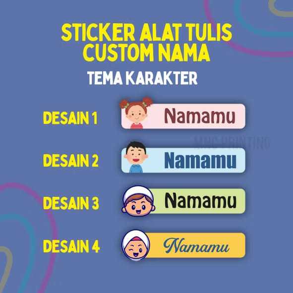 

100PCS Stiker Alat Tulis Custom Nama Piring Sendok Botol Gelas Perabotan timbul waterproof label PRO