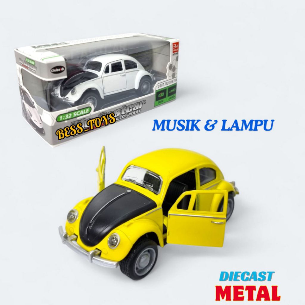 Diecast Mobil Volkswagen Beetle VW Kodok 8844 Buka Pintu + Musik + Lampu
