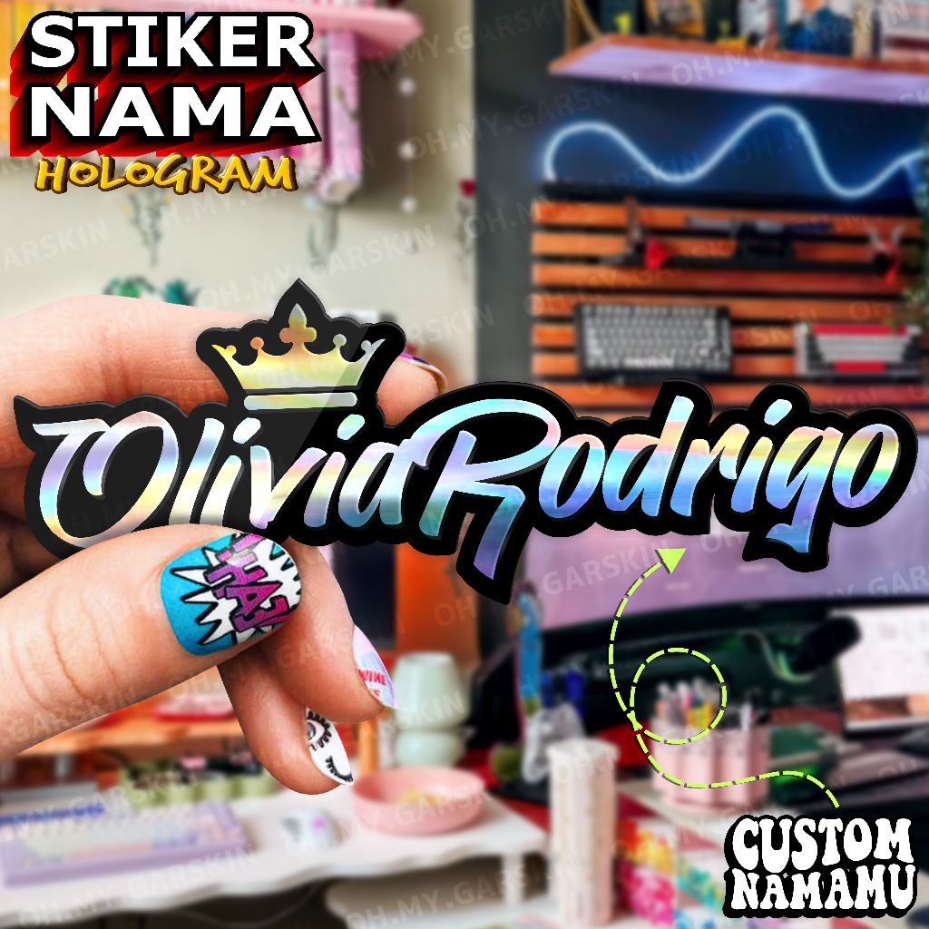

Stiker Nama Hologram King & Queen Anti Air model Mahkota Custom Tulisan Namamu untuk Tempelan Casing Handphone Laptop Helm Body Motor Kaca Mobil Stiker Cutting Lapisan 2 Tumpuk Tahan Goresan Paper Stationery