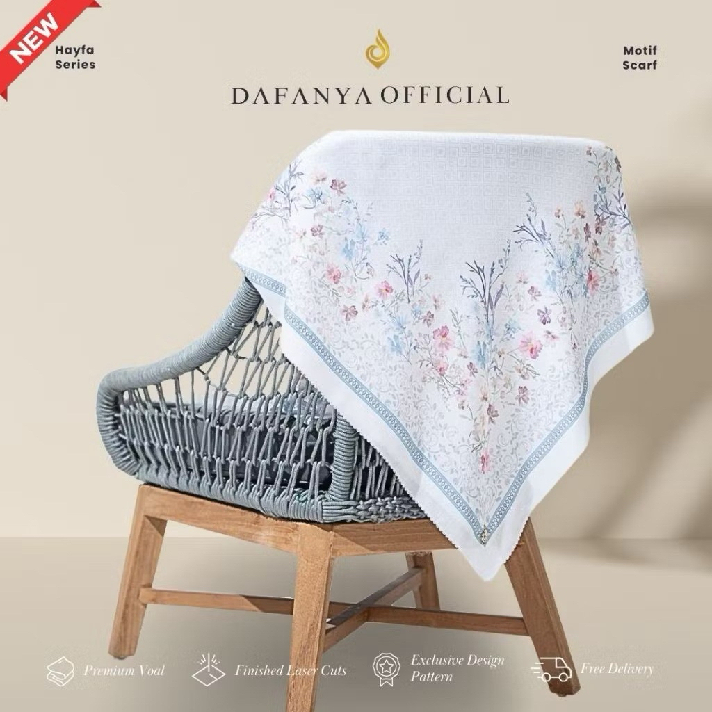 HIJAB SEGIEMPAT MOTIF DAFANYA SCARF/MOTIF DAFANYA