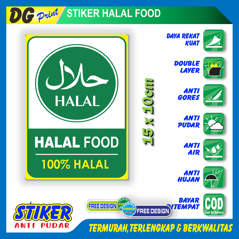 

Stiker anti pudar halal identitas makanan boleh dimakan sticker restoran warung gerobak dll