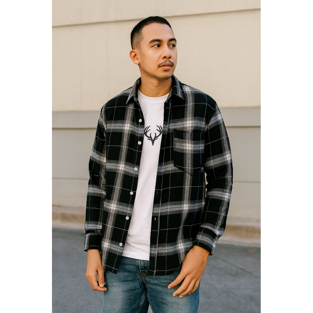 kemeja panel pria lengan panjang kemeja panel pria kemeja cb panel lengan panjang pria  kemeja giord