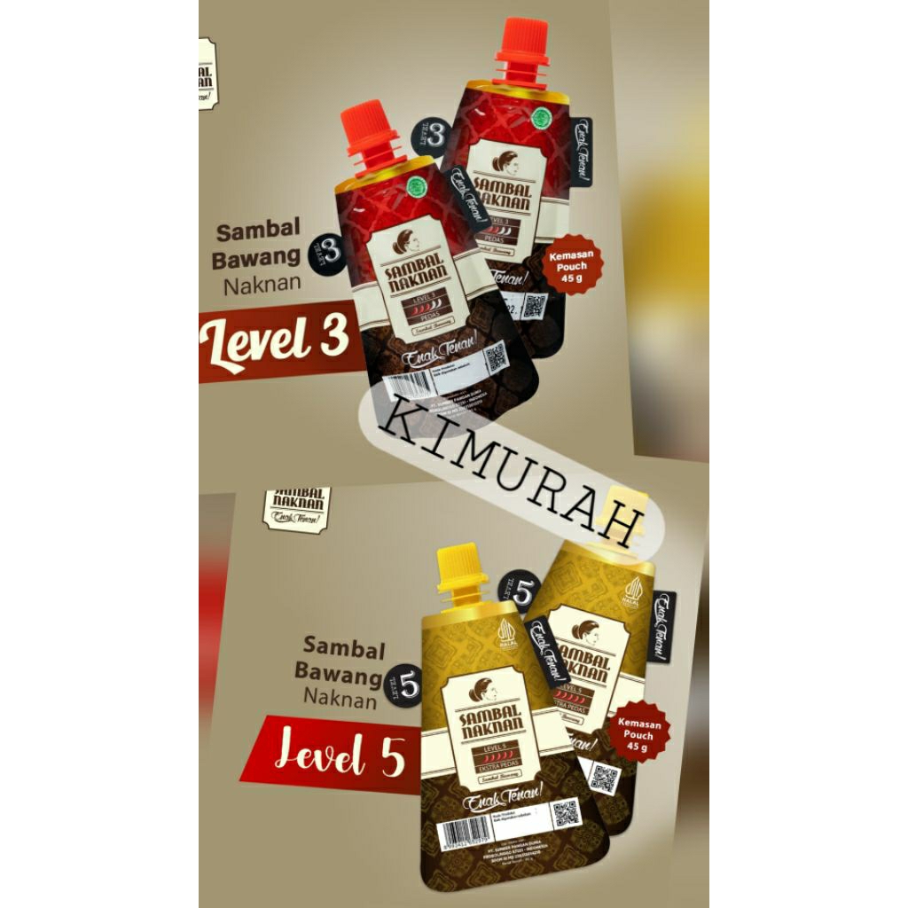 

SAMBAL NAKNAN POUCH ECERAN LEVEL 3 DAN 5 PEDAS DAN SUPER PEDAS SAMBAL BAWANG MERAH TANPA TERASI