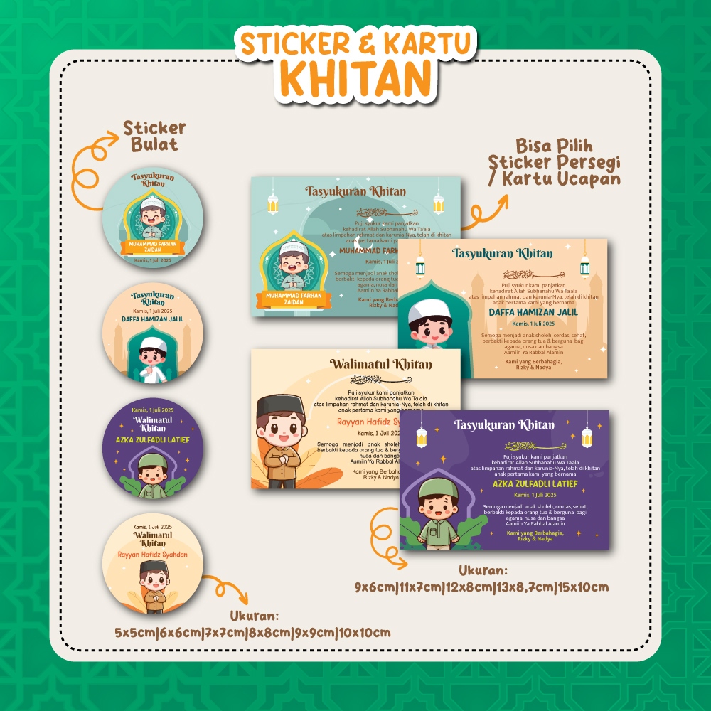 

Stiker dan Kartu Ucapan Syukuran Khitanan Anak