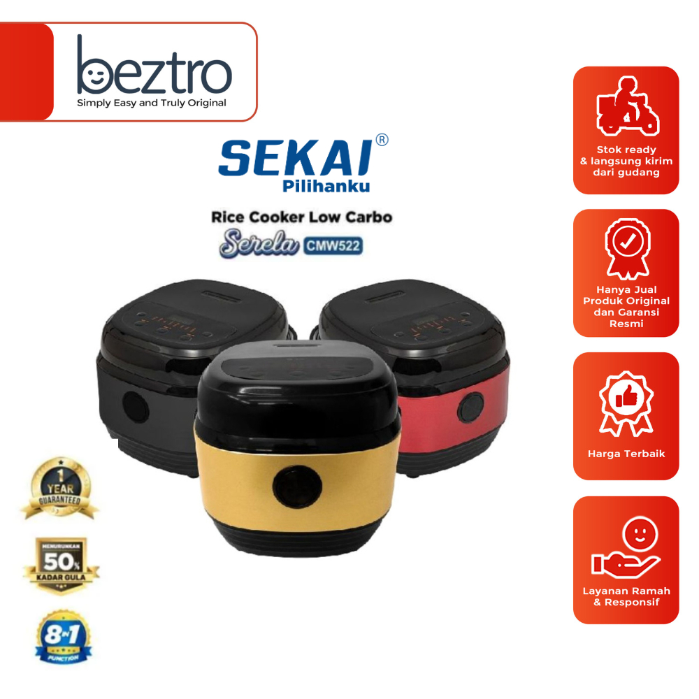 Sekai Low Sugar Rice Cooker CMW-522 - Magic Com 2L Rendah Gula 8in1 CMW522 Serela Series