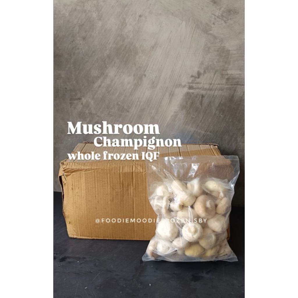 

Mushroom Champignon Whole Frozen IQF 1kg/ Jamur kancing utuh frozen IQF 1kg/ Jamur Frozen