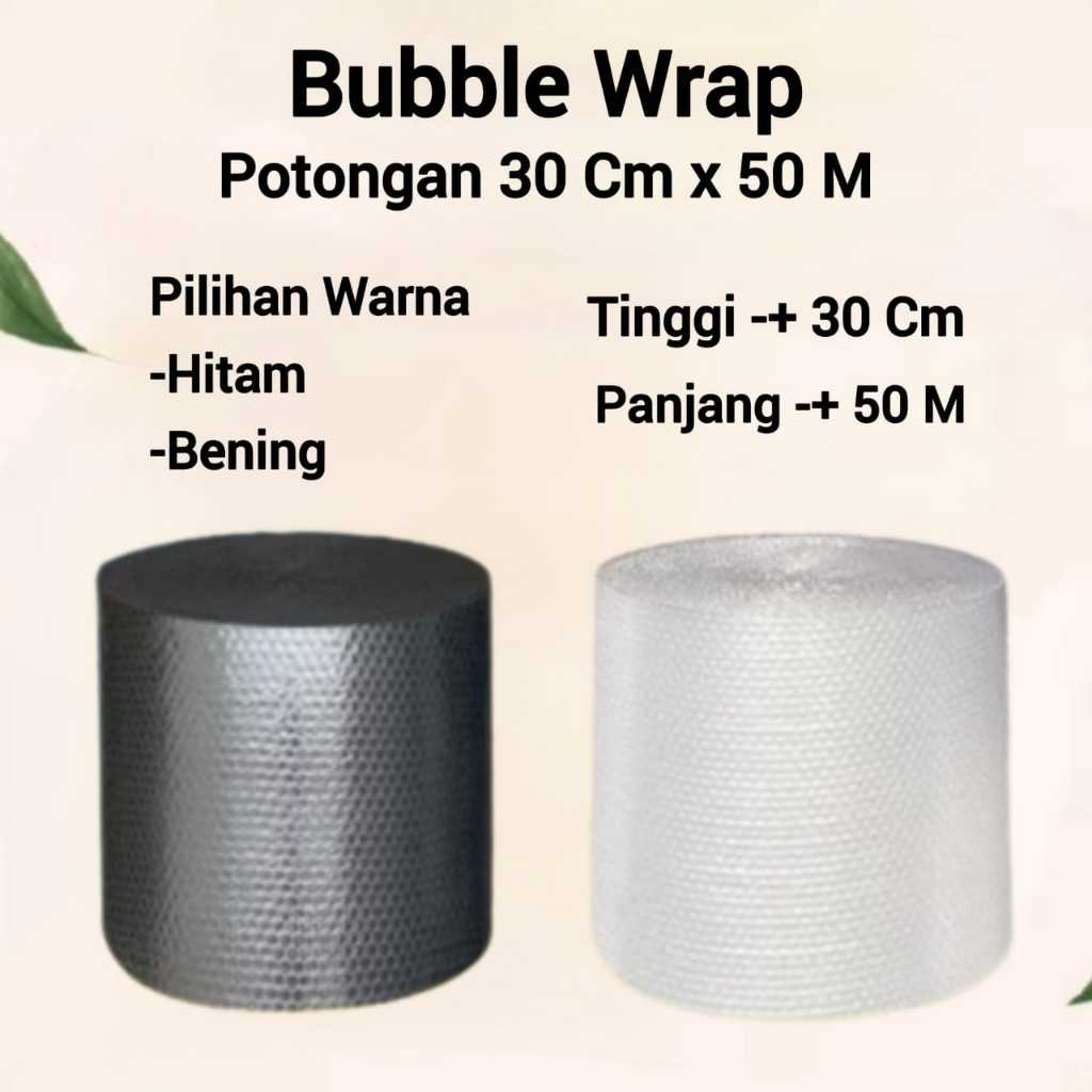 

Bubble Wrap 30Cm x 50 Meter Bubble Wrap Roll Packing Bubble Gelembung Online Shop Warna Hitam Bening