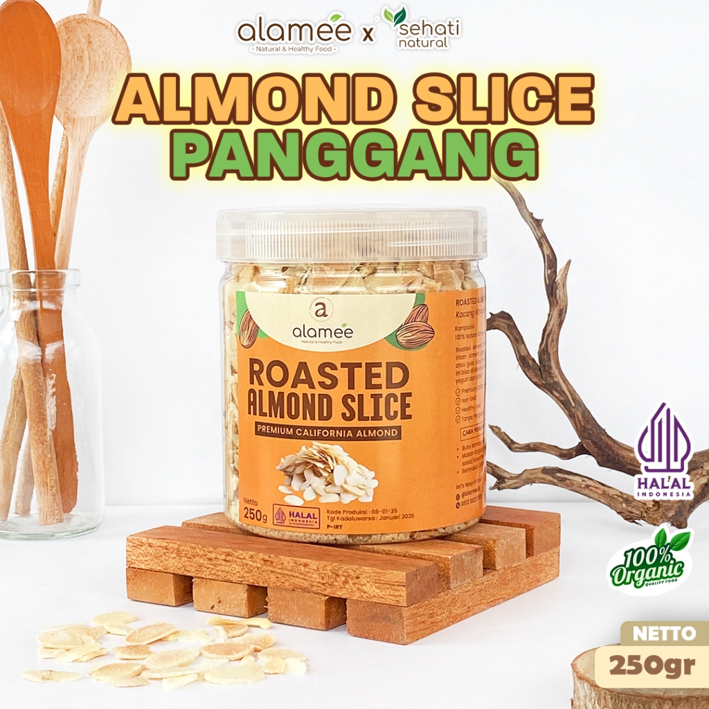 

ALAMEE Roasted Almond Sliced Almon Slice irisan panggang Kacang Almond Pacang Slice 250gr