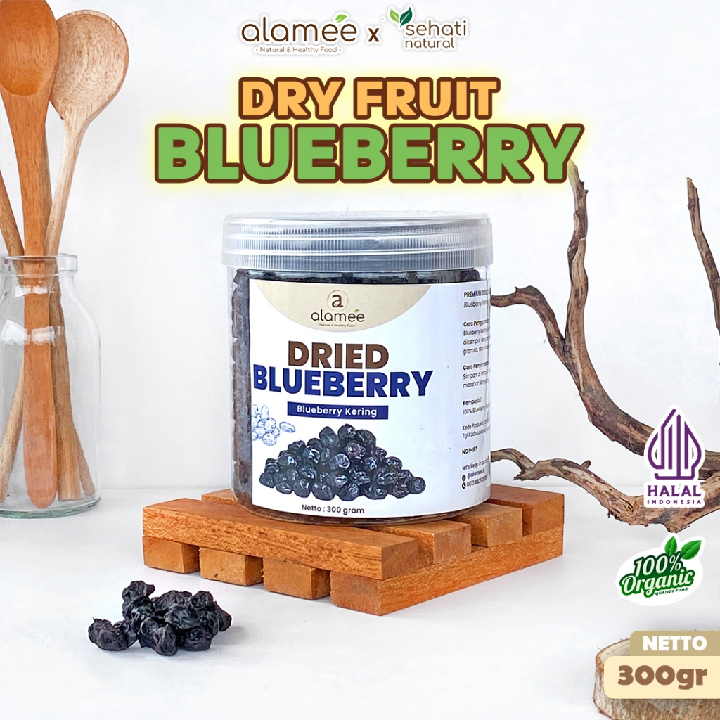 

ALAMEE Blueberry Kering Cemilan Buah Sehat Dried Fruit Blueberry Cemilan Rendah Kalori 300gr