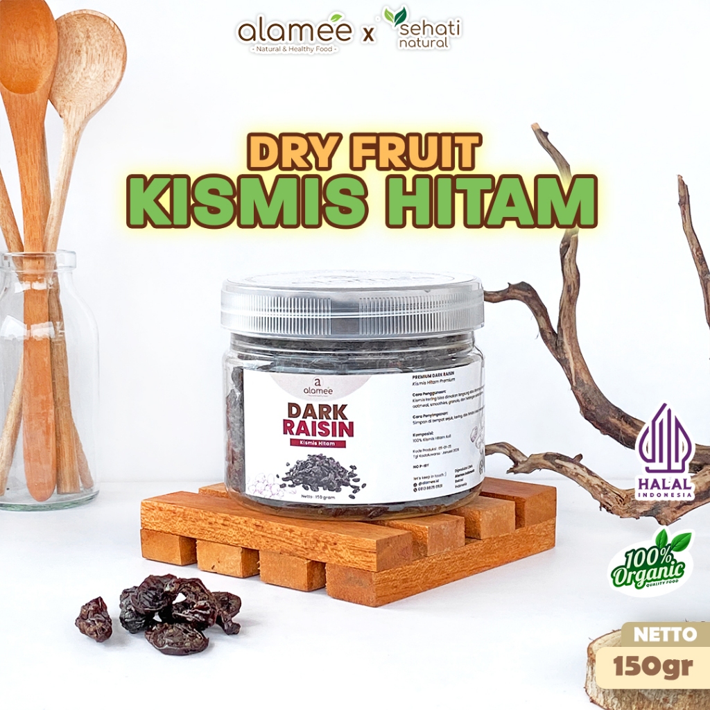 

ALAMEE Dark Raisin Cemilan Buah Sehat Kismis Hitam Manis Dried Fruit Black Raisin PREMIUM 150gr